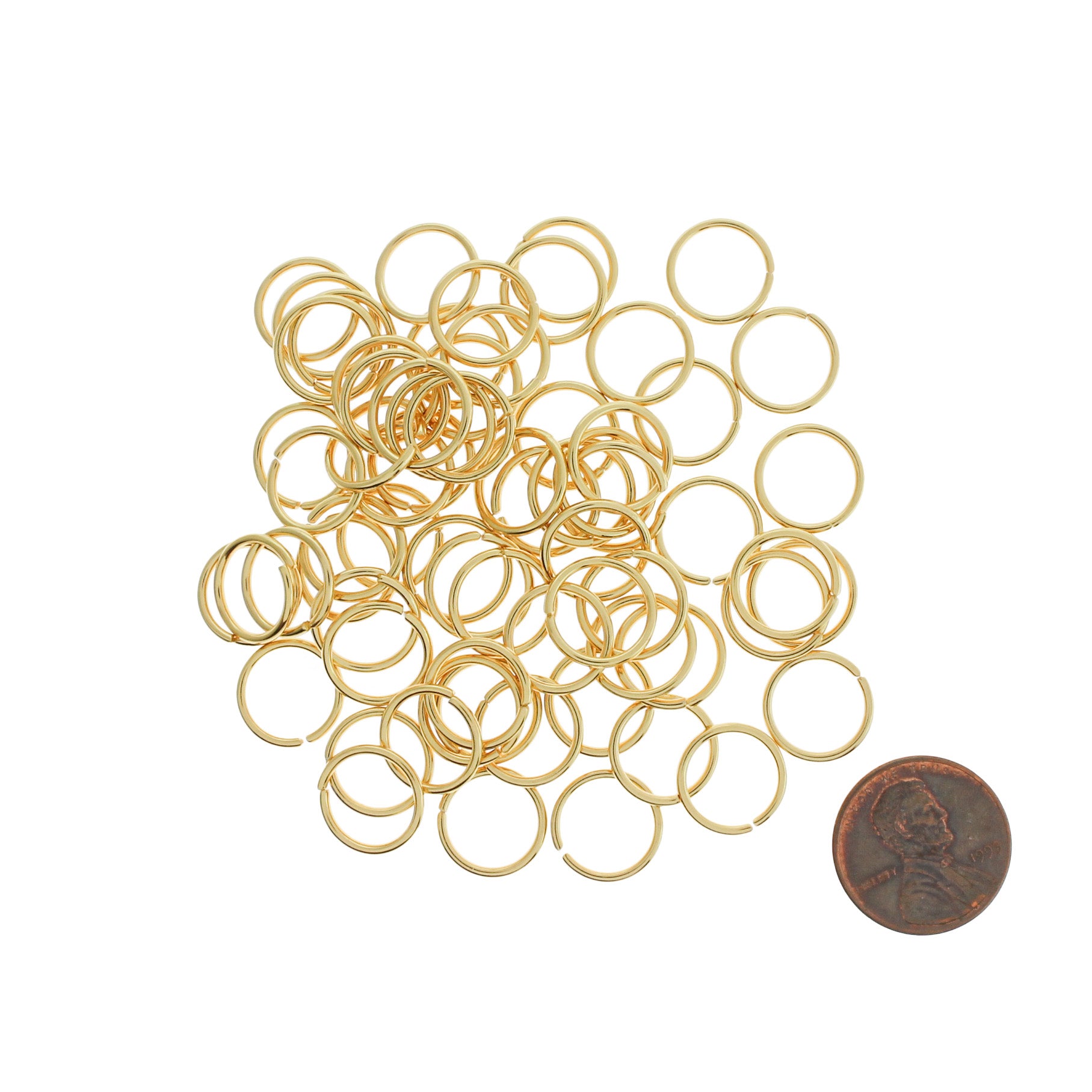 Anneaux en acier inoxydable doré 12 mm x 1 mm - Calibre 18 ouvert - 10 anneaux - SS104