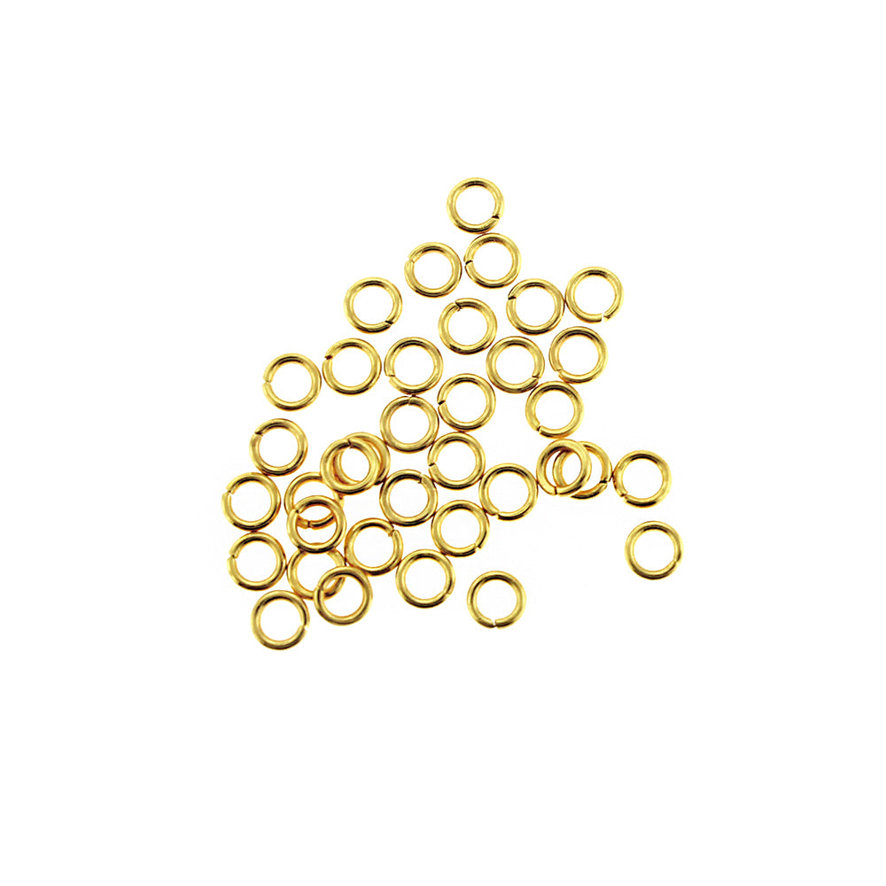 Anneaux en acier inoxydable doré 4 mm x 0,8 mm - Calibre 20 ouvert - 50 anneaux - SS069