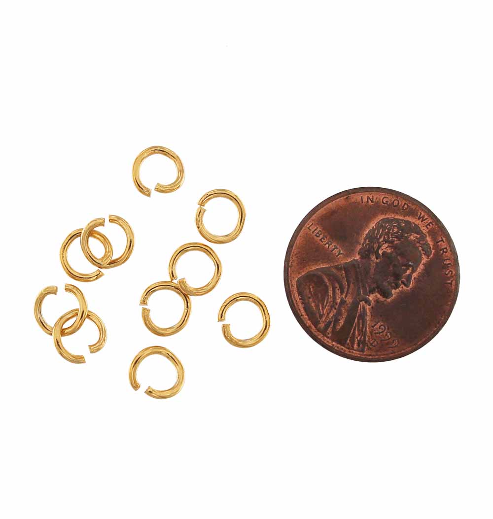 Anneaux en acier inoxydable doré 6 mm - calibre 18 ouvert - 20 anneaux - J134