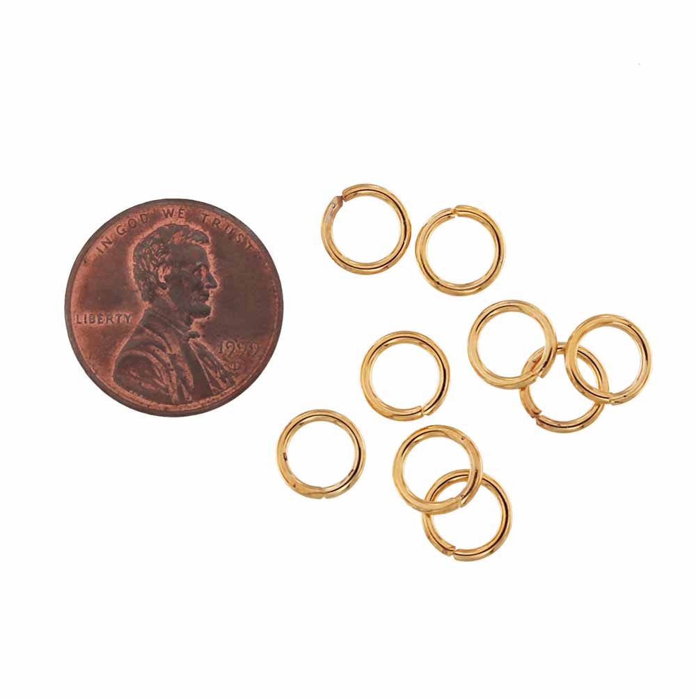 Gold Stainless Steel Jump Rings 8mm - Open 16 Gauge - 50 Rings - J148