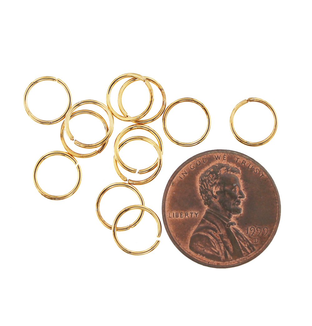 Anneaux en acier inoxydable doré 8 mm - Calibre 20 ouvert - 50 anneaux - J146