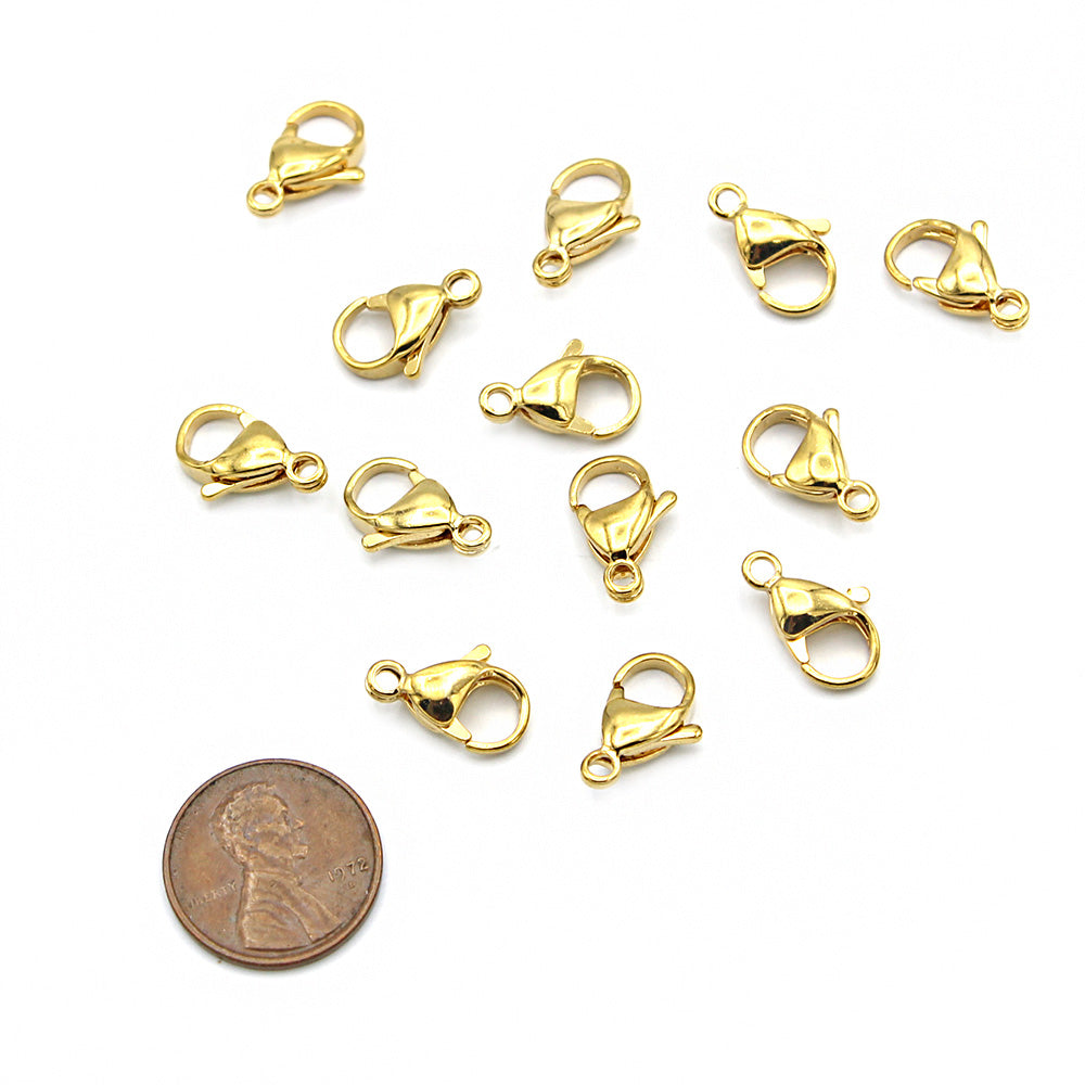 Fermoirs Homard Acier Inoxydable Doré 14mm x 9mm - 10 Fermoirs - FF272