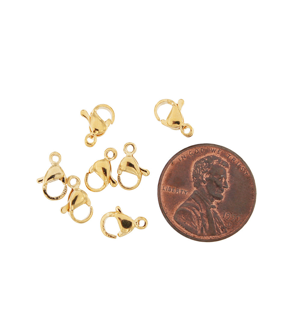 Gold Stainless Steel Lobster Clasps 9mm x 6mm - 20 Clasps - FD176