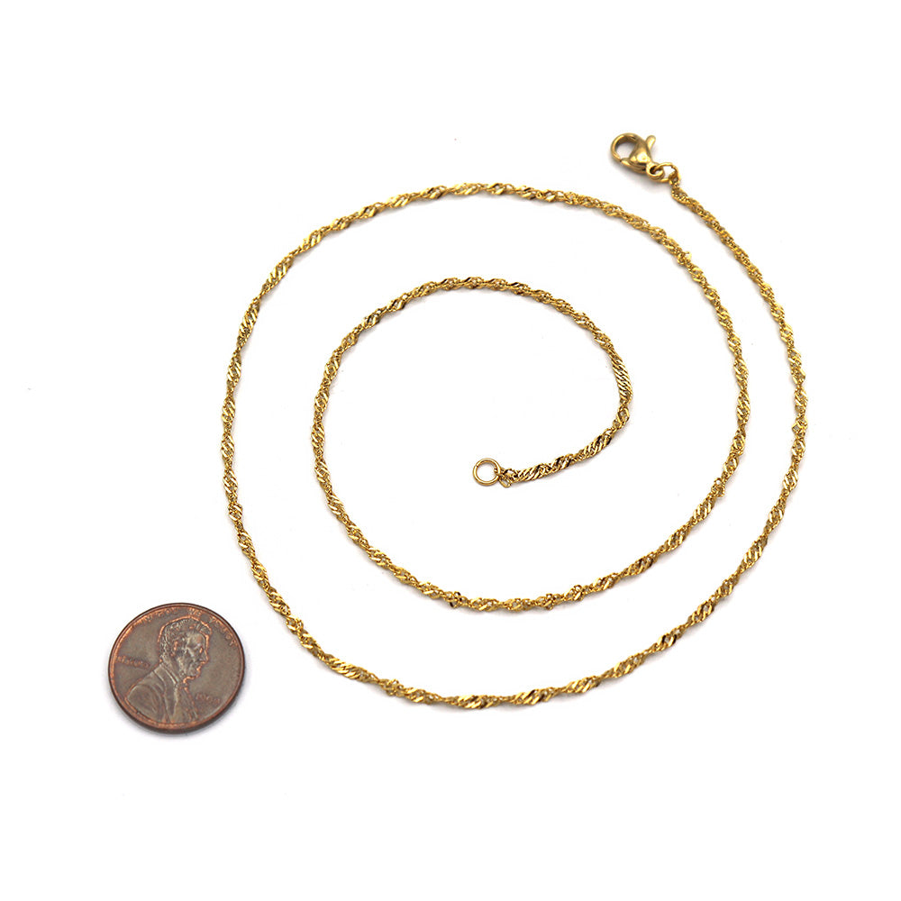 Collier Chaîne Singapour Acier Inoxydable Doré 20" - 2mm - 1 Collier - N694