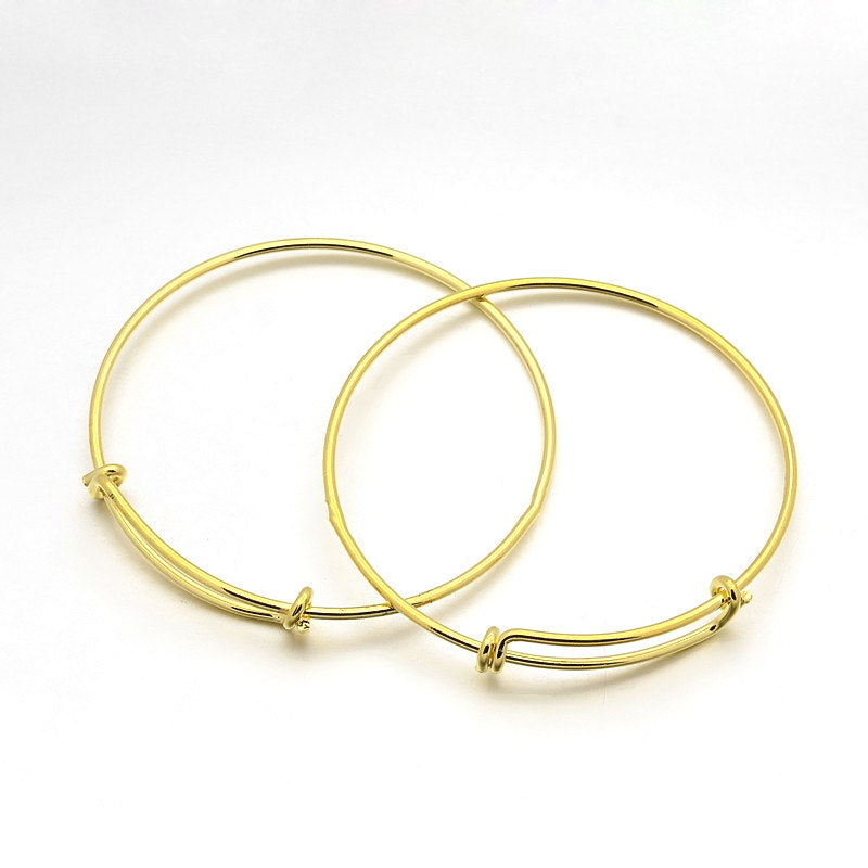Gold Tone Adjustable Bangle - 60mm - Choose Your Quantity!