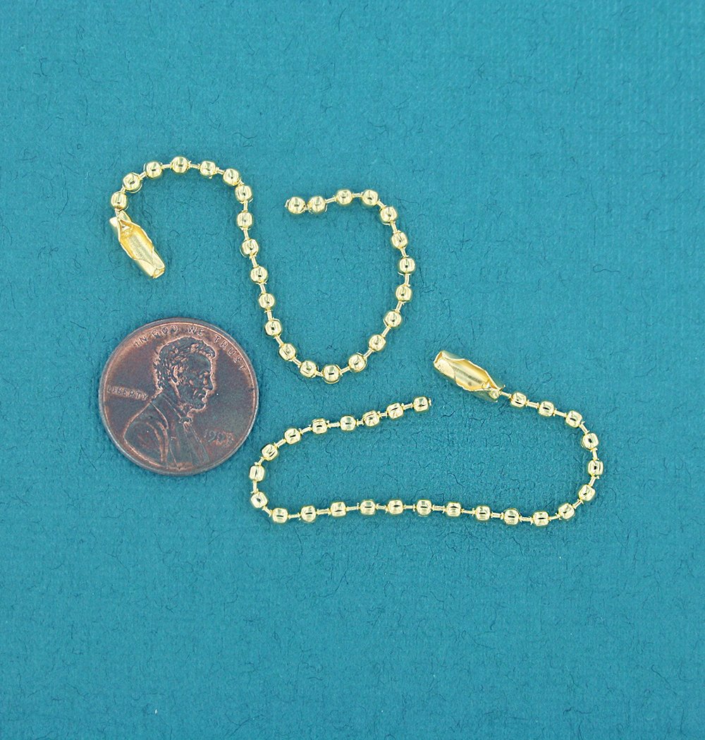 Gold Tone Ball Chain Keychain 100mm - 2.2mm - 20 Keychains - Z498