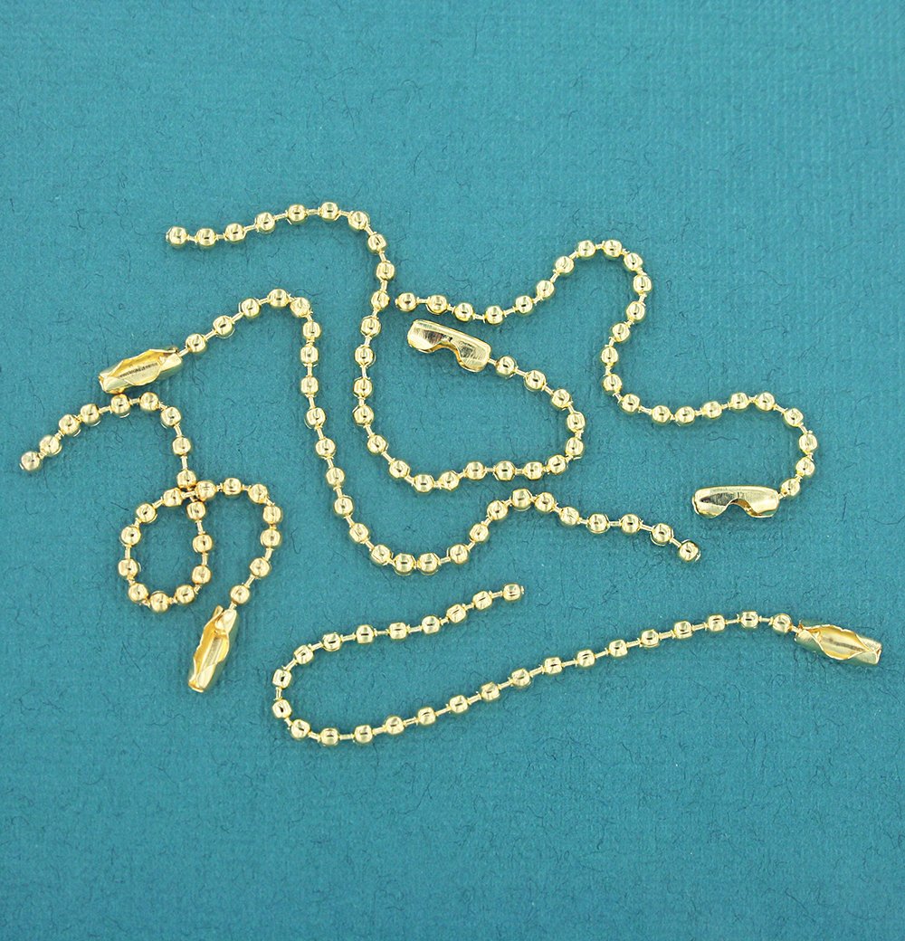 Porte-clés chaîne boule doré 100 mm - 2,2 mm - 20 porte-clés - Z498