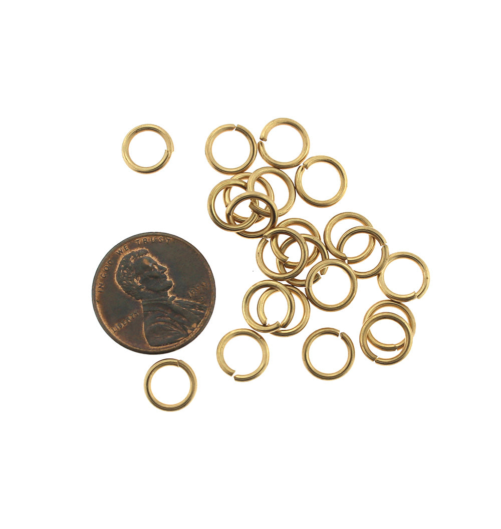 Gold Tone Jump Rings 8mm - Open 18 Gauge - 100 Rings - MT739