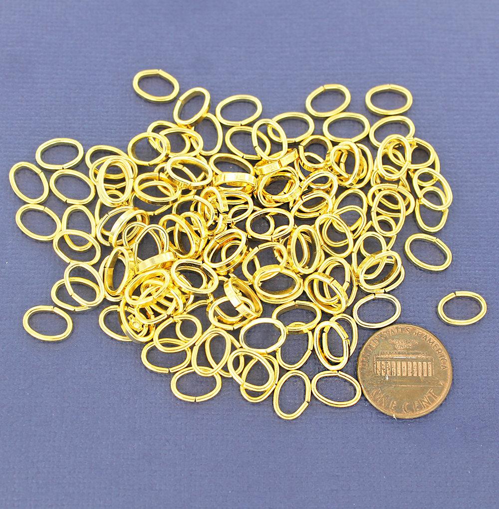 Gold Tone Oval Jump Rings 10mm x 7mm, 2mm x 1mm - Open 12 x 18 Gauge - 100 Rings - J079