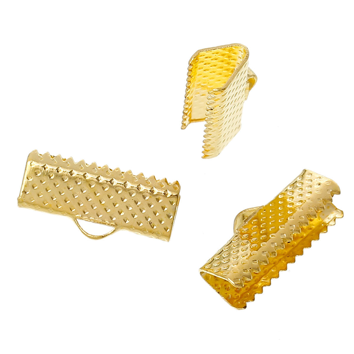 Gold Tone Ribbon Ends - 16mm x 8mm - 50 Pieces - FD330