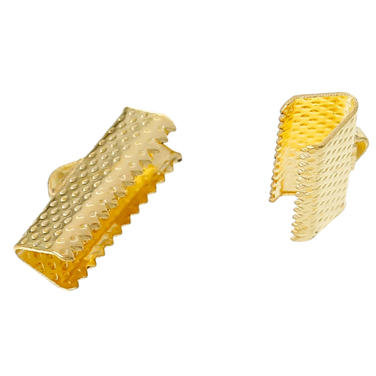 Gold Tone Ribbon Ends - 16mm x 8mm - 50 Pieces - FD330