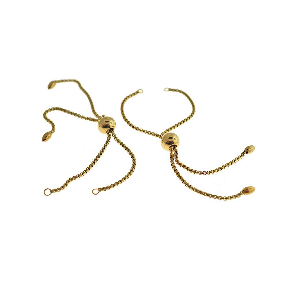 Gold Tone Stainless Steel Box Chain Bracelet Base 170mm - 2mm - Choose Your Quantity!