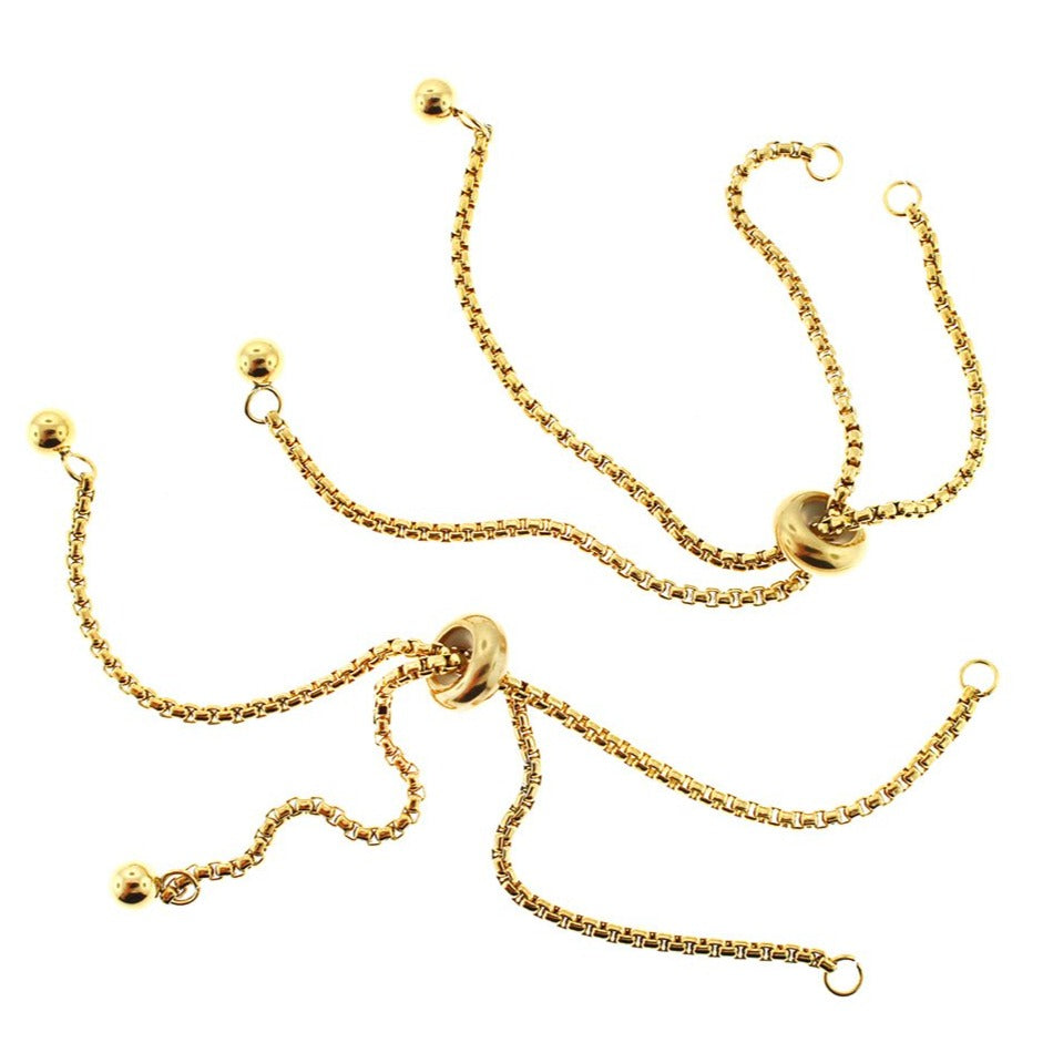 Gold Tone Stainless Steel Box Chain Bracelets Base 480mm - 1mm - 5 Bracelets - Z1045