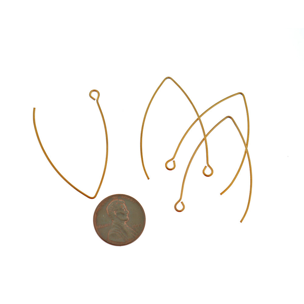Gold Tone Stainless Steel Earring Wires - Wire Threader With Loop - 41mm - 10 Pieces 5 Pairs - FD937