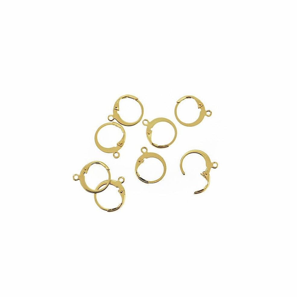 Boucles d'oreilles en acier inoxydable doré - Fils à levier arrière - 14,5 mm x 12 mm - 10 pièces 5 paires - FD885