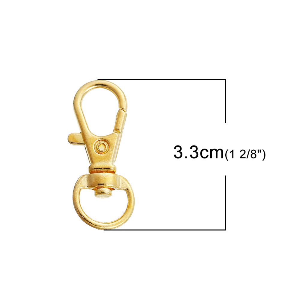 Gold Tone Swivel Lobster Clasps - 33mm x 13mm - 5 Pieces - Z236