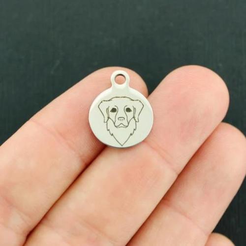 Golden Retriever Stainless Steel Small Round Charms - BFS002-4080