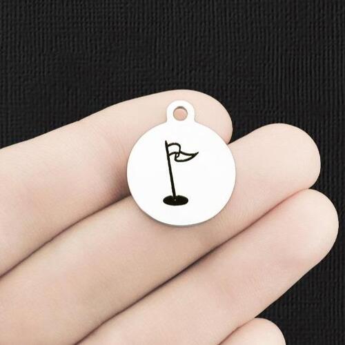Golf Pole Stainless Steel Charms - BFS001-6515