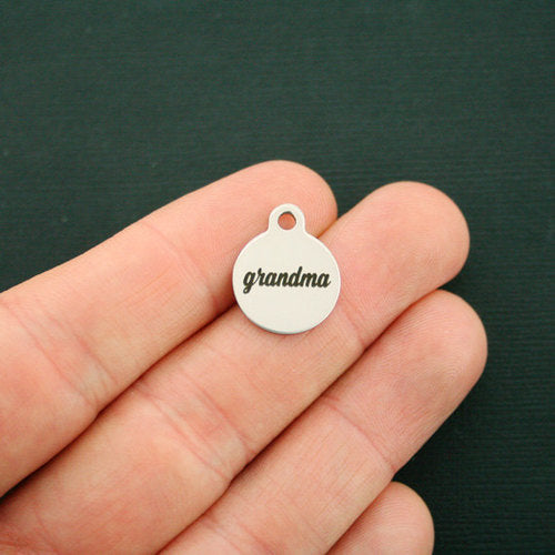 Grandma Stainless Steel Small Round Charms - BFS002-1655
