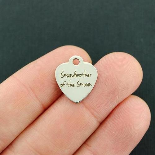 Grandmother of the Groom Stainless Steel Small Heart Charms - BFS012-3964
