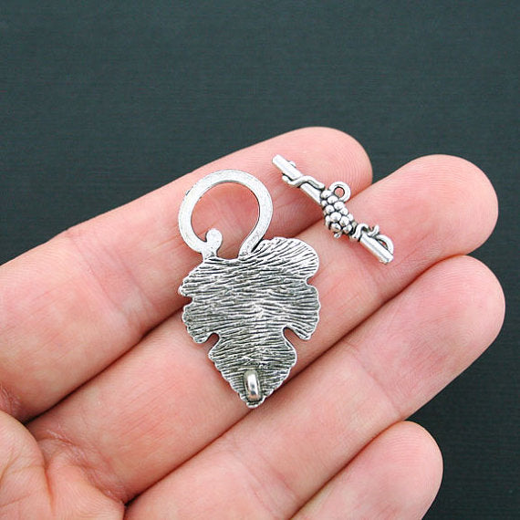 Fermoirs à bascule ton argent vigne 37mm x 22mm - 4 ensembles 8 pièces - SC4108