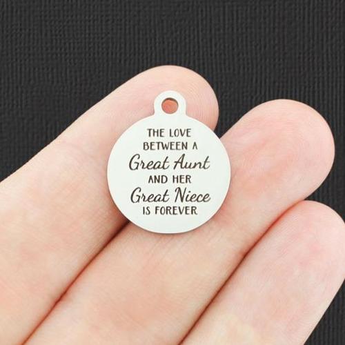 Great Aunt Great Niece Stainless Steel Charms - The love between is forever - BFS001-4741