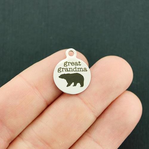 Great Grandma Bear Stainless Steel Small Round Charms - BFS002-3273
