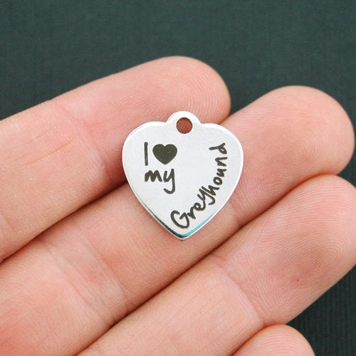 Breloques en acier inoxydable Greyhound - J'aime mon - BFS011-0632