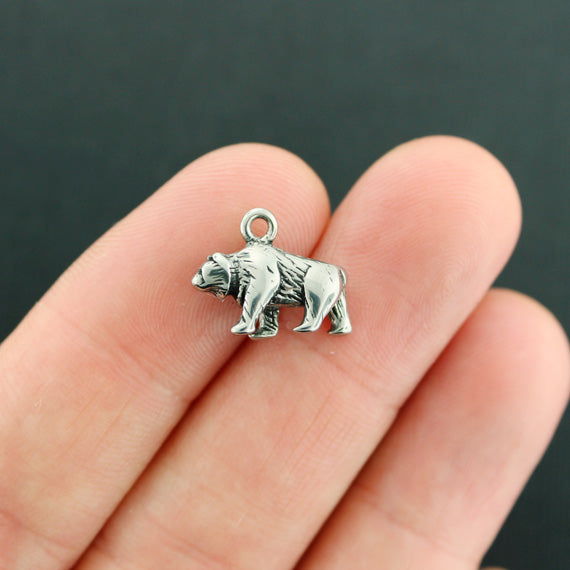 Grizzly Bear Silver Tone Stainless Steel Charms 3D - MT724