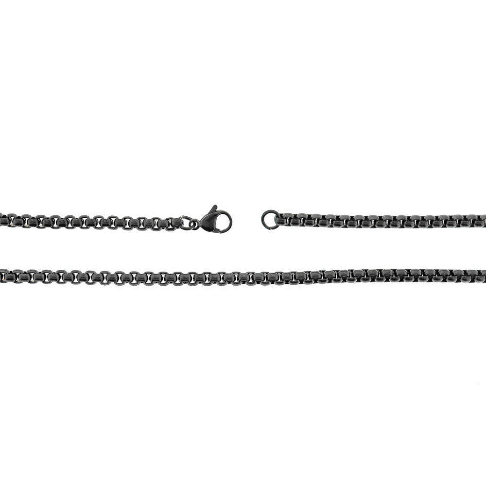 Collier de chaîne de boîte en acier inoxydable noir Gunmetal 24" - 3,5 mm - 1 collier - N605