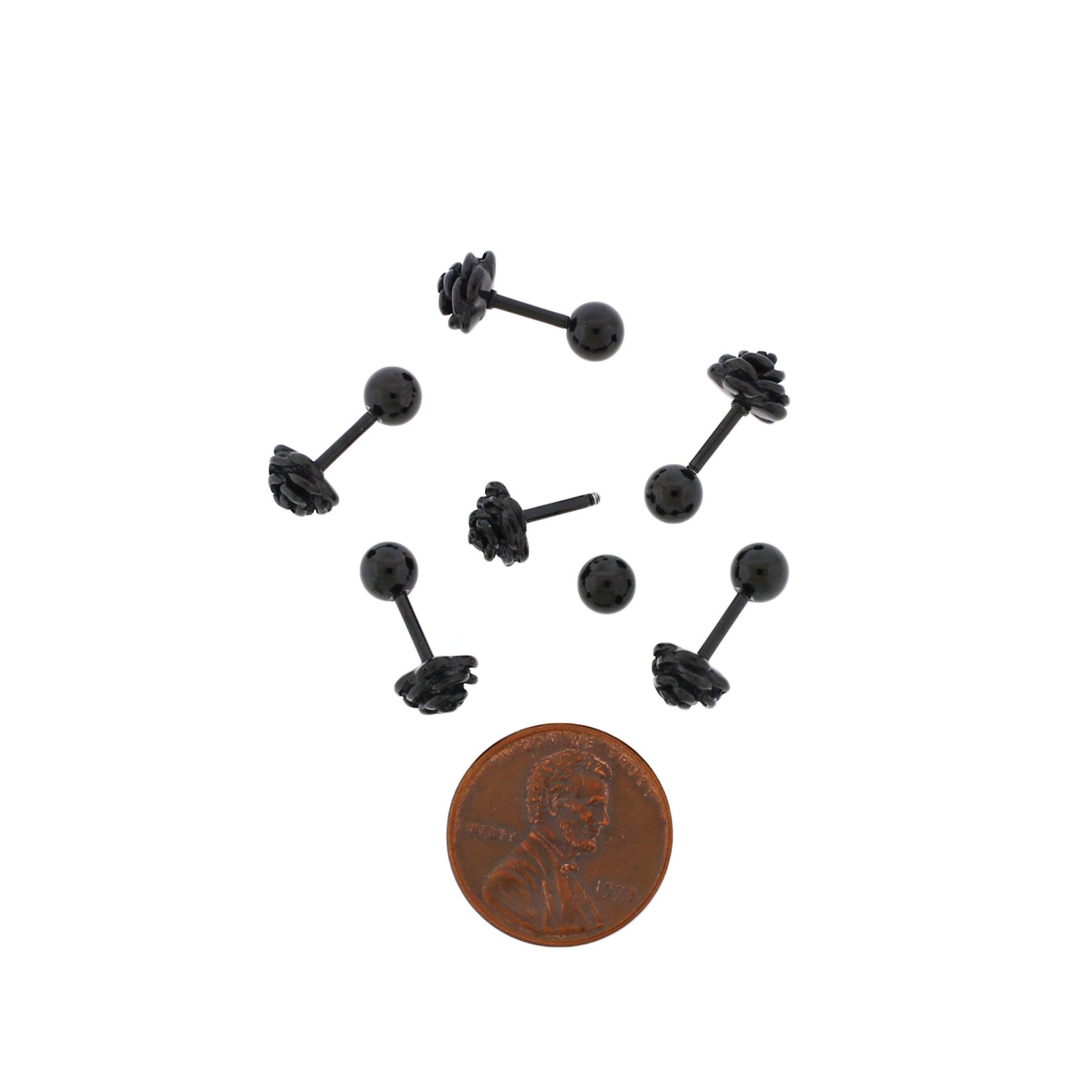 Boucles d'Oreilles en Acier Inoxydable Noir Gunmetal - Clous de Rose - 6mm - 2 Pièces 1 Paire - ER083