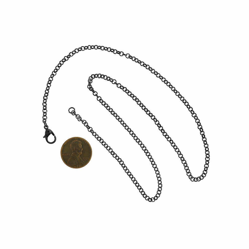 Gunmetal Tone Rolo Chain Necklaces - 3mm - Choose Your Length