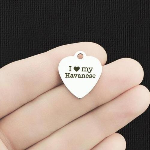 Breloques havanaises en acier inoxydable - J'aime mon - BFS011-6070