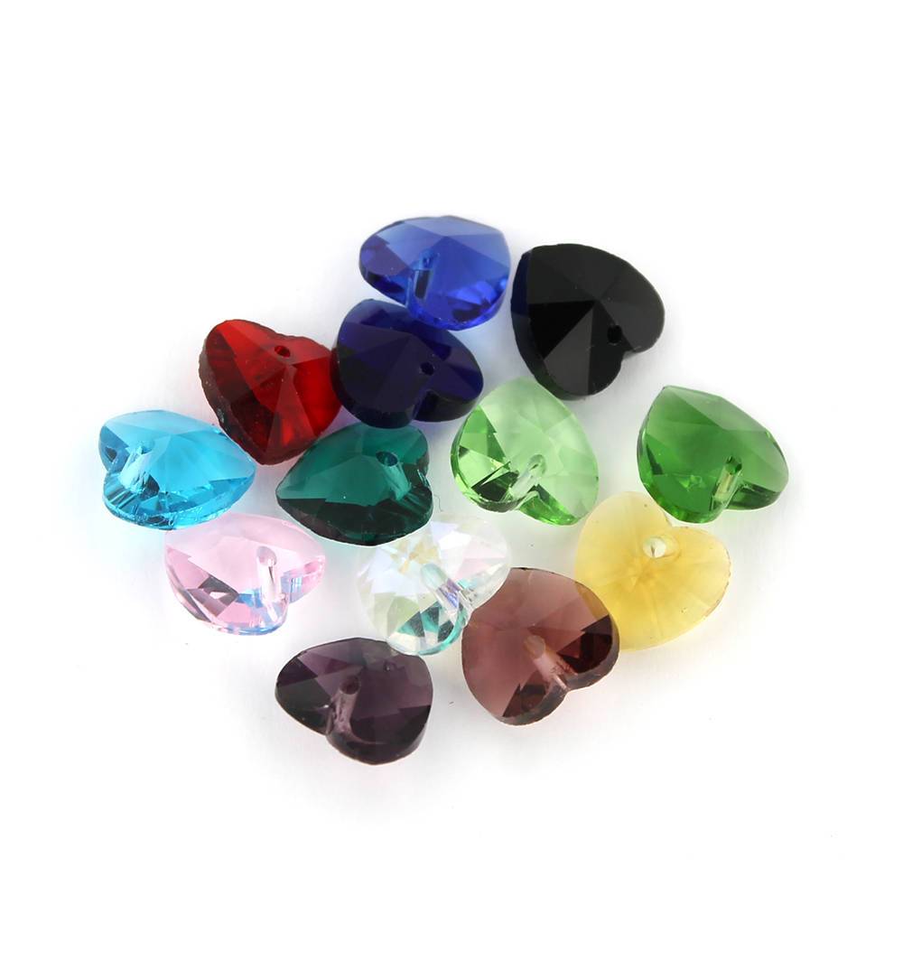 Heart Glass Beads 10mm - Assorted Colors - 20 Beads - BD502