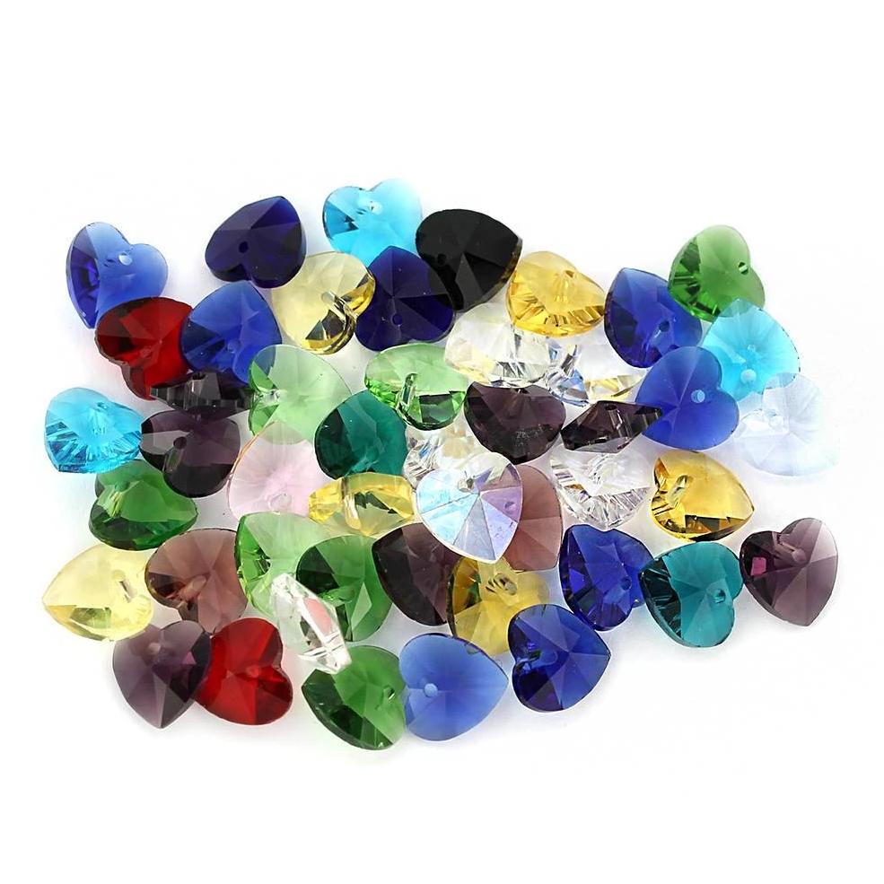 Heart Glass Beads 10mm - Assorted Colors - 20 Beads - BD502