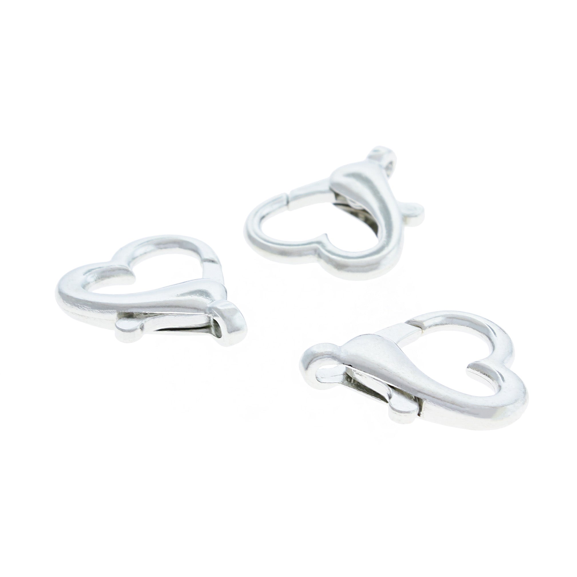 Heart Silver Tone Lobster Clasp Key Rings - 26mm - 20 Pieces - FD1025