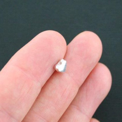 Heart Spacer Beads 5mm - Silver Tone - 25 Beads - SC548