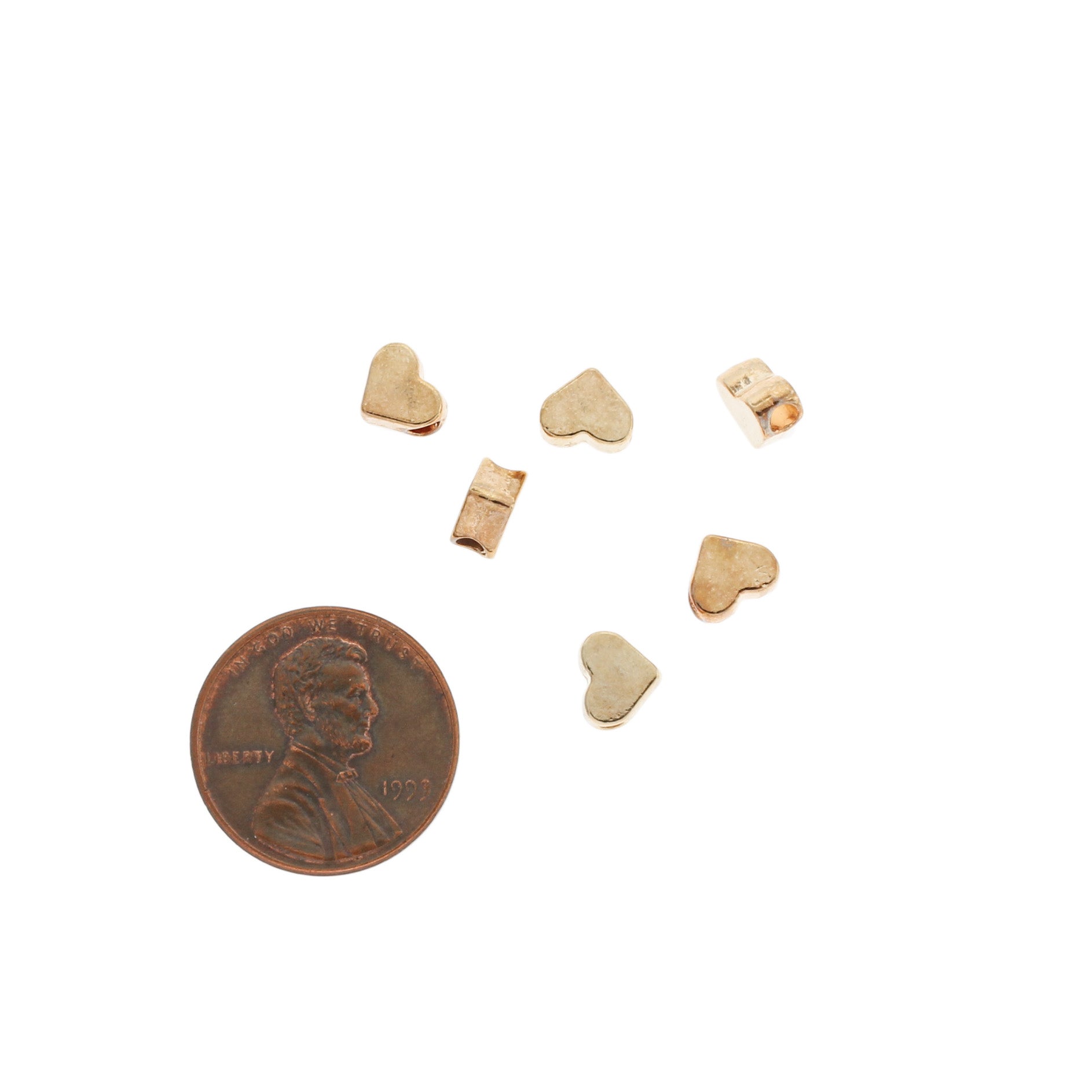 Perles intercalaires coeur 7mm x 6mm - ton or - 50 perles - GC1181