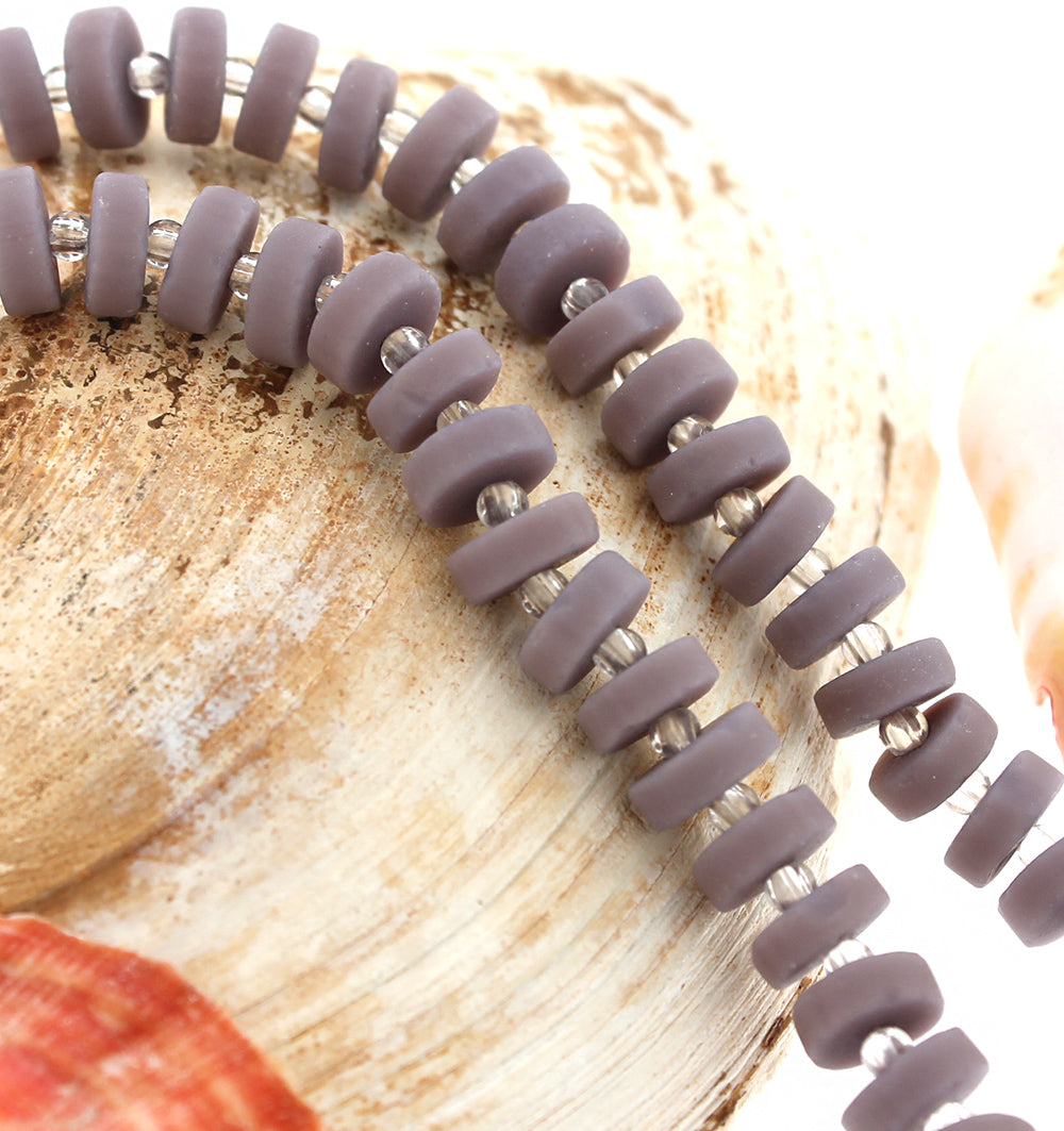 Heishi Cultured Sea Glass Beads - 9mm x 3mm - Frosted - 1 Strand 36 Beads - Choose Your Color!