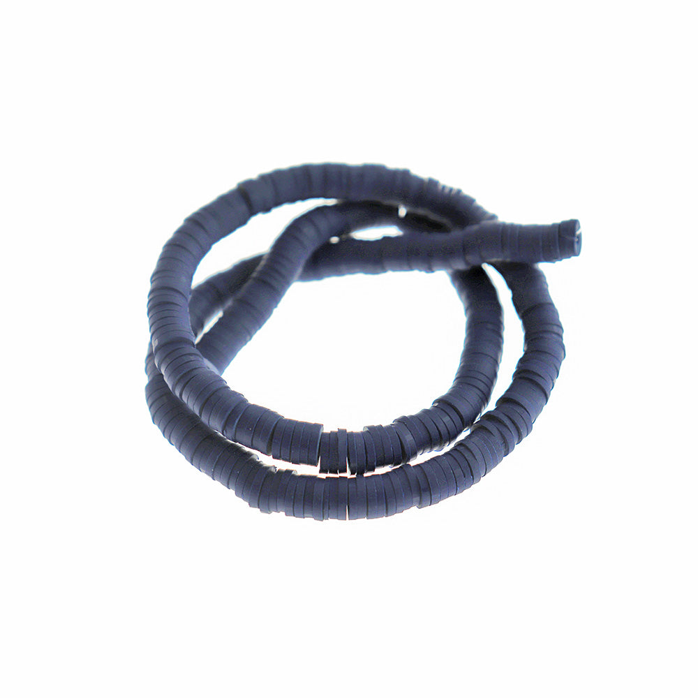 Perles en Pâte Polymère Heishi 4mm x 1mm - Marine Foncé - 1 Rang 350 Perles - BD812