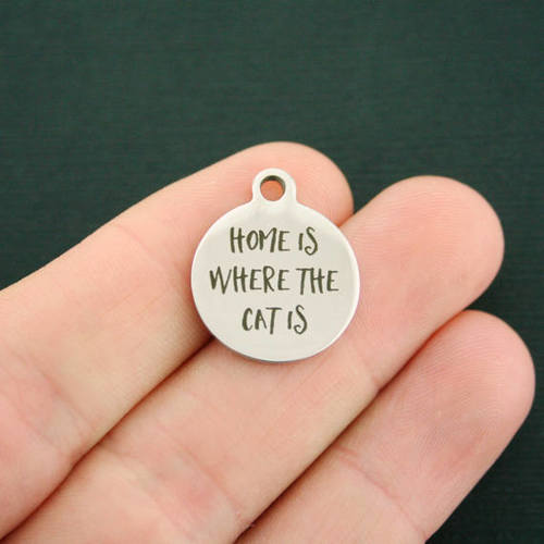 Accueil Breloques en acier inoxydable - c'est là que se trouve le chat - BFS001-1314