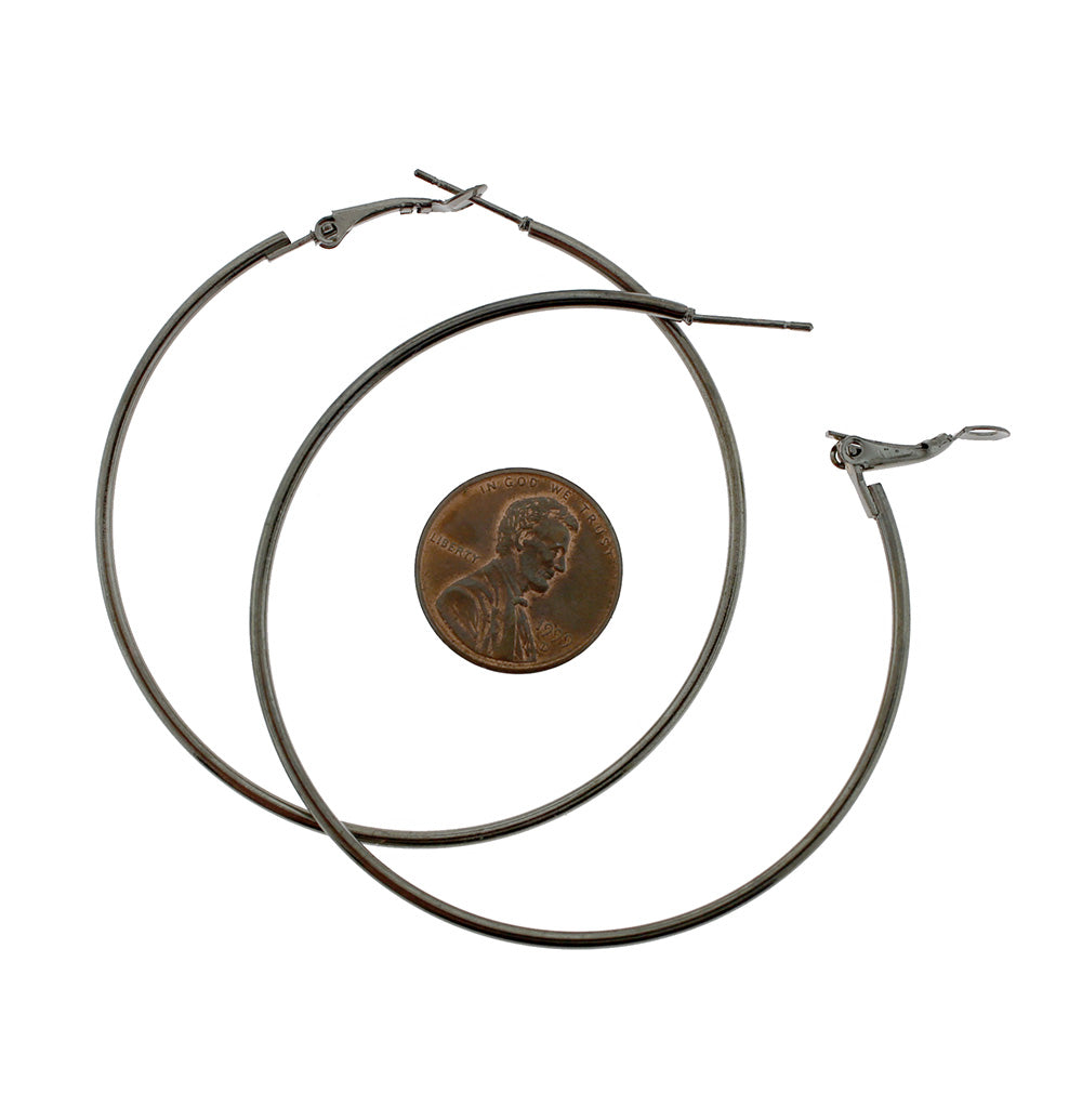 Hoop Earrings - Lever Back Round Earring Wires Gunmetal Tone - 2 Pieces 1 Pair - Z063