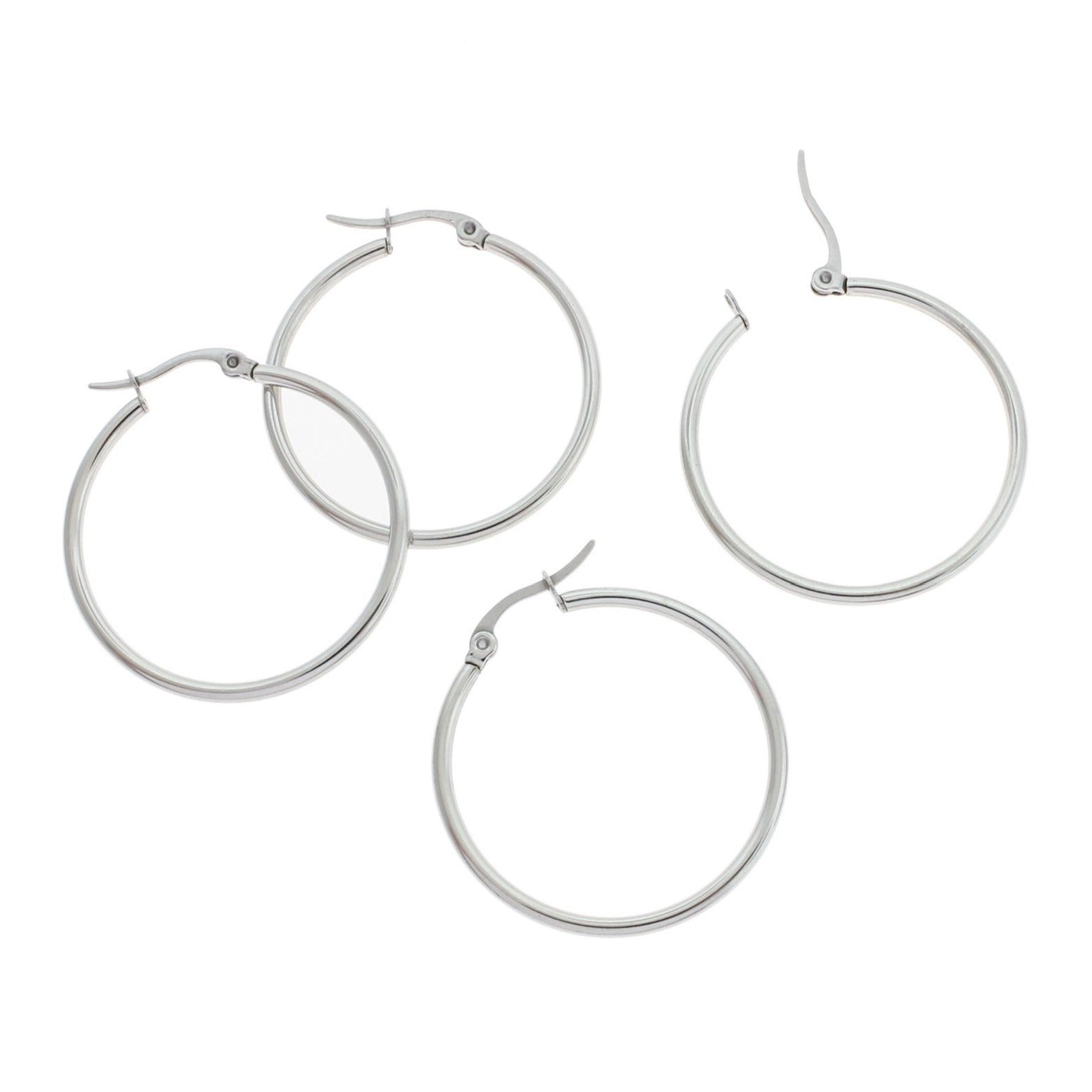 Hoop Earrings - Stainless Steel - Lever Back 34mm - 2 Pieces 1 Pair - FD1039