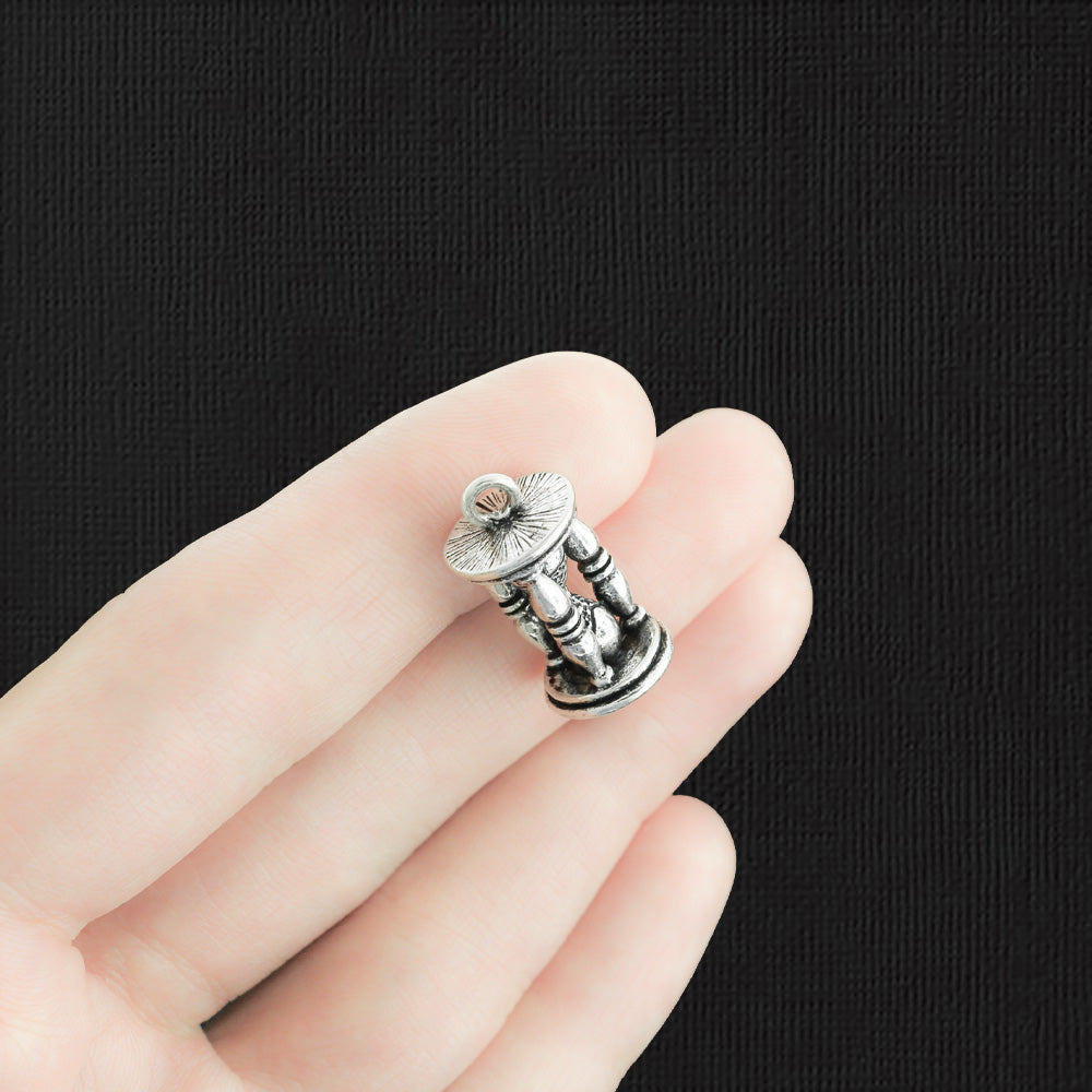 Hourglass Antique Silver Tone Charm 3D - SC3707