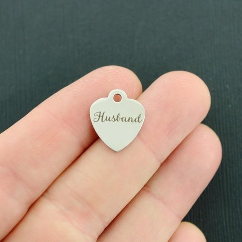 Husband Stainless Steel Small Heart Charms - BFS012-3668