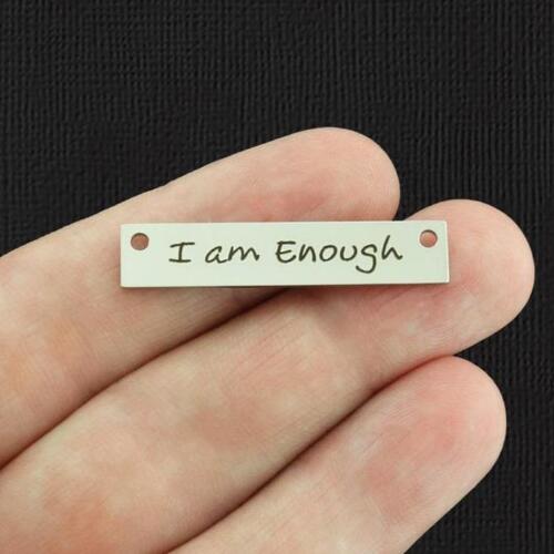 I Am Enough Stainless Steel Connector Charms - BFS017-7677