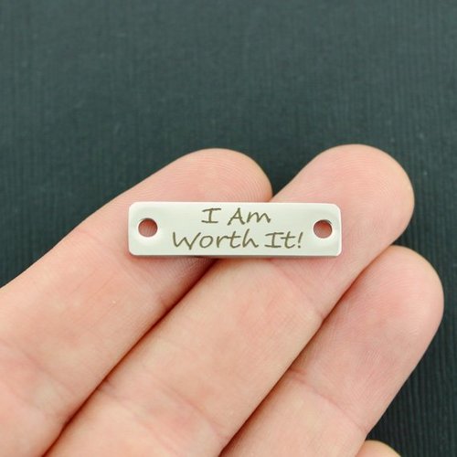 Je vaux le coup! Breloques connecteurs en acier inoxydable - BFS016-7392