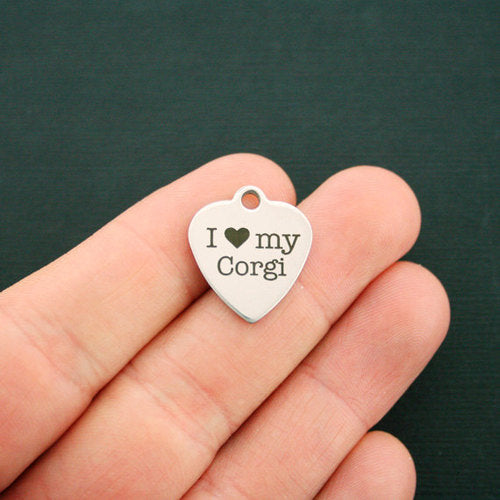 I Love My Corgi Stainless Steel Charms - BFS011-1490