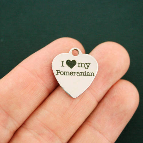 I Love My Pomeranian Stainless Steel Charms - BFS011-1533