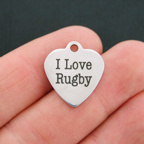 I Love Rugby Stainless Steel Charms - BFS011-0207